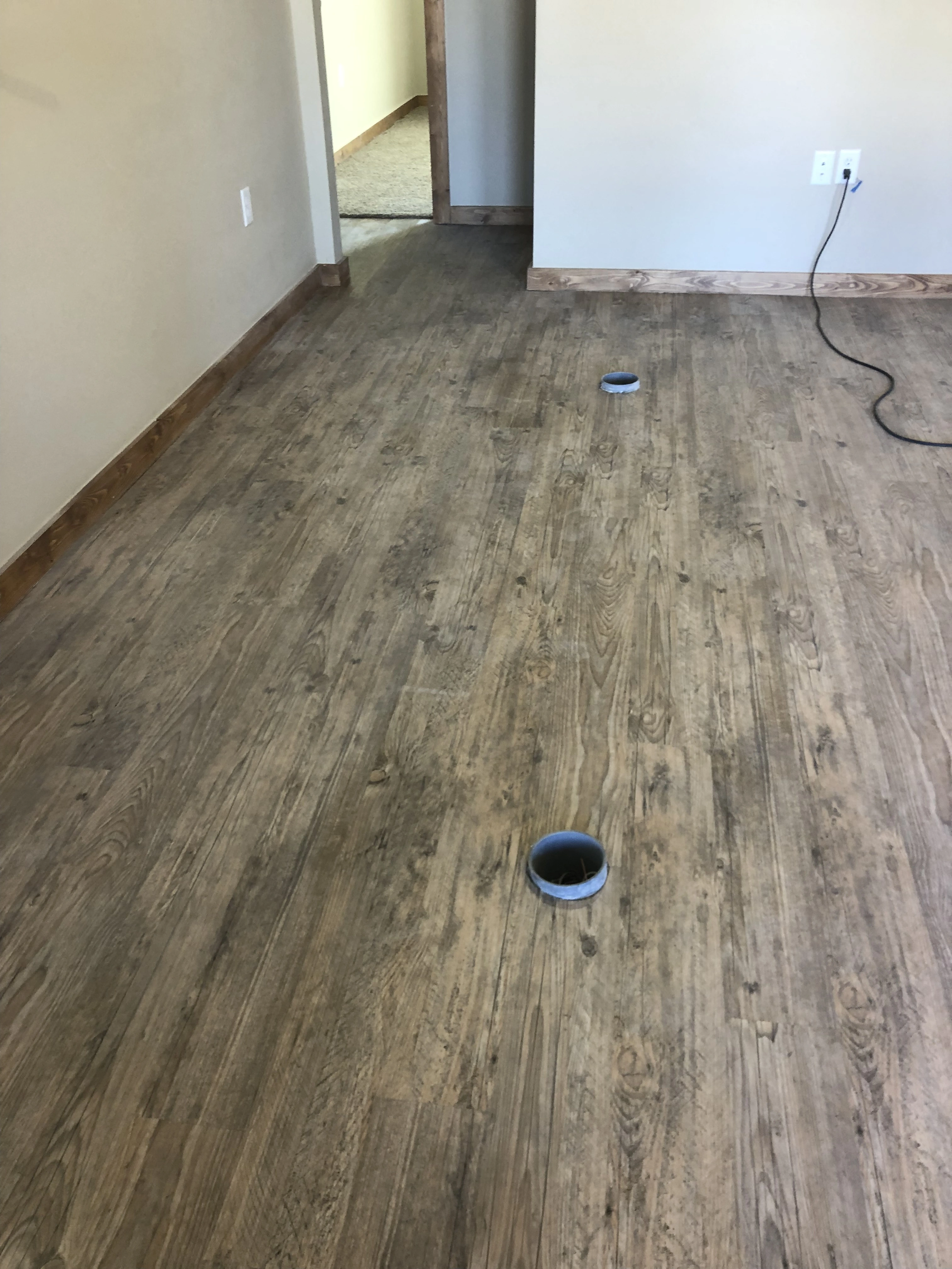 Luxury vinyl plank install in living room