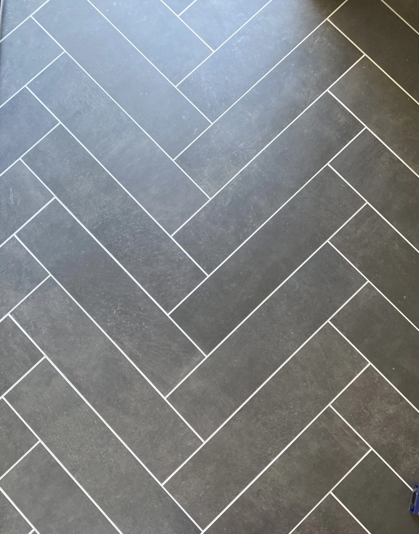 Gray tile with white grout
