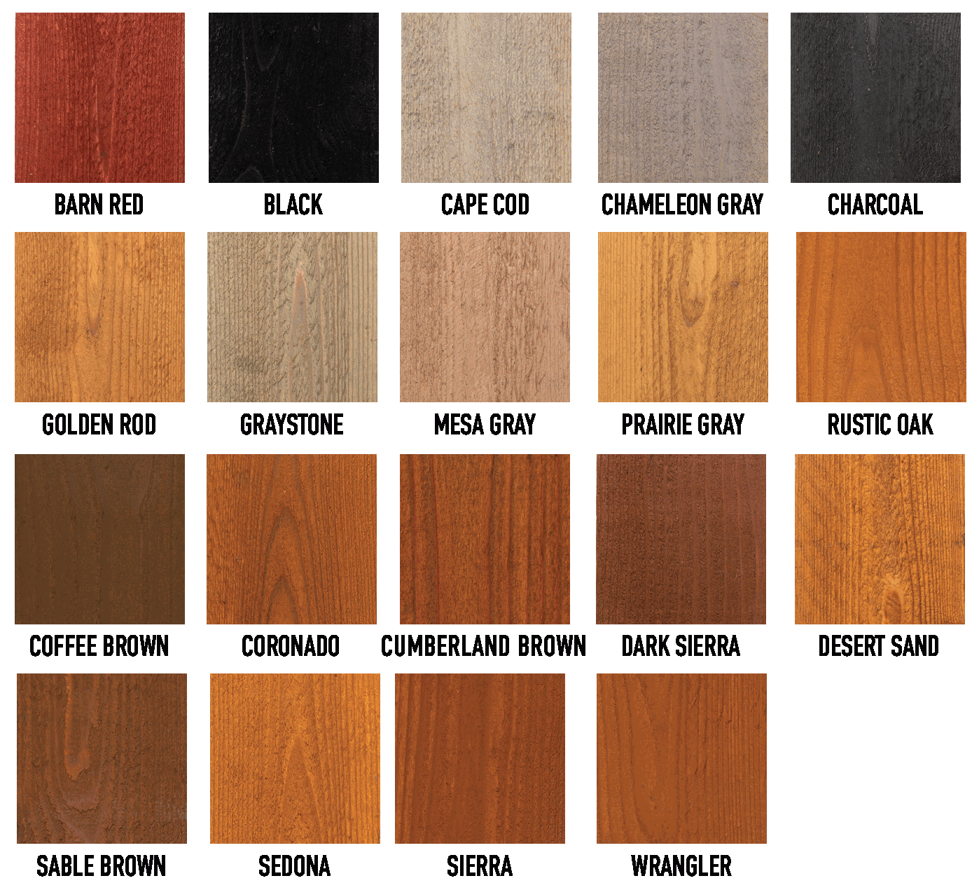 Semi-Transparent stain swatch options for cedar fencing