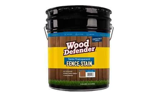 Semi-transparent stain applied to fence sections, showing enhanced wood grain and color coverage for outdoor fences