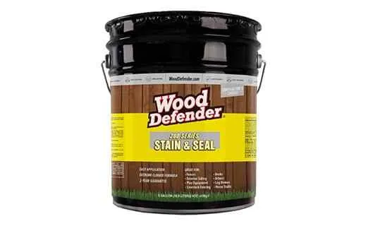 200 Series wood stain and sealant container showing oil-based, anti-fungal, UV-resistant formula for Texas fences and decks